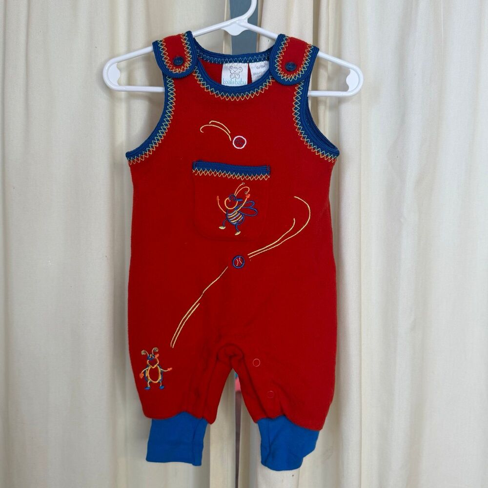 Vintage Y2K koala baby fleece footless bunting blue embroidered bugs 0/3 m